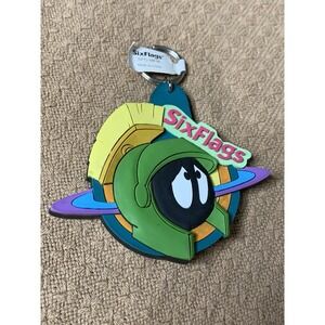 Vintage 1999 Marvin The Martian Six Flags Rubber Key Chain Rare